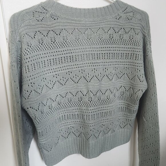 twik Pointelle Knit Cropped Cardigan - Green - Picture 6 of 8